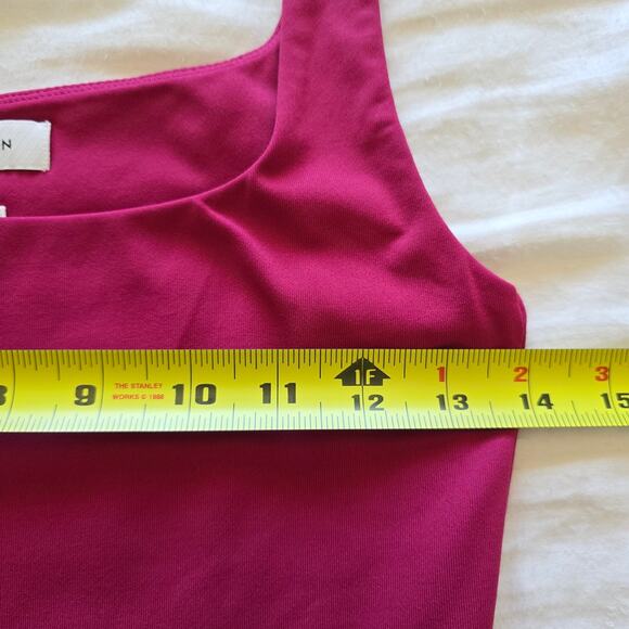 Aritzia Babaton Contour Romper Bike Shorts Pink Size M Square Neck Athleisure - Picture 7 of 9